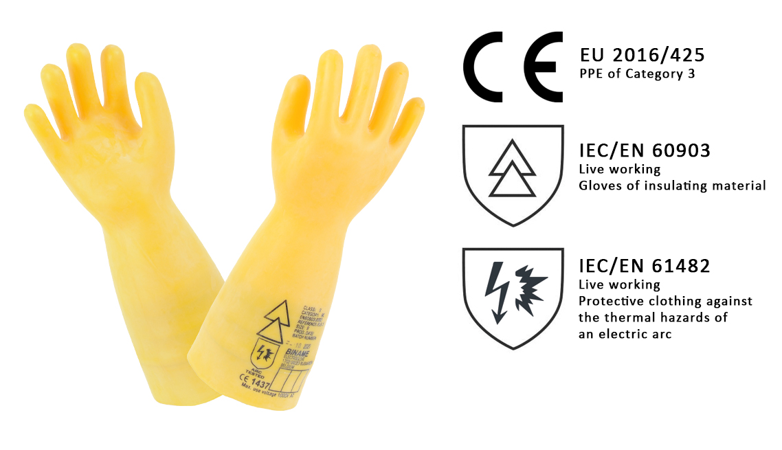 Insulating latex rubber gloves for electricians